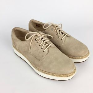 Clarks Womens Teadale Rhea Tan Suede Oxford Sneaker Wedge Lace Up Shoes size 6